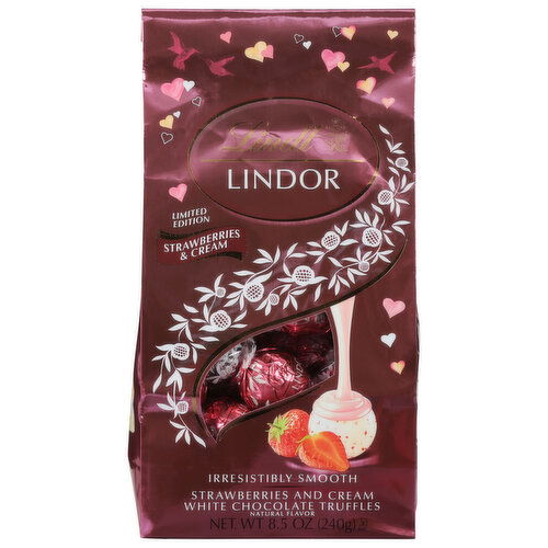 Lindt Lindor White Chocolate Truffle, Strawberries and Cream