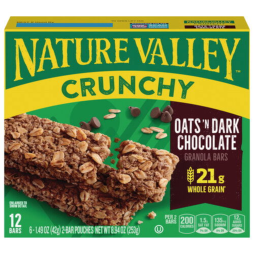 Nature Valley Granola Bars, Oats 'n Dark Chocolate, Crunchy