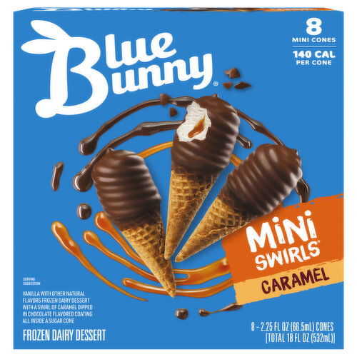 Blue Bunny Mini Swirls Frozen Dairy Dessert, Caramel