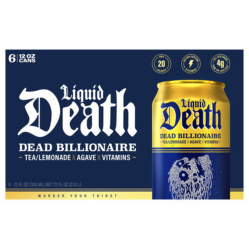 Liquid Death Tea/Lemonade, Dead Billionaire