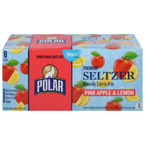 Polar Seltzer, Premium, Pink Apple & Lemon, 12 fl oz