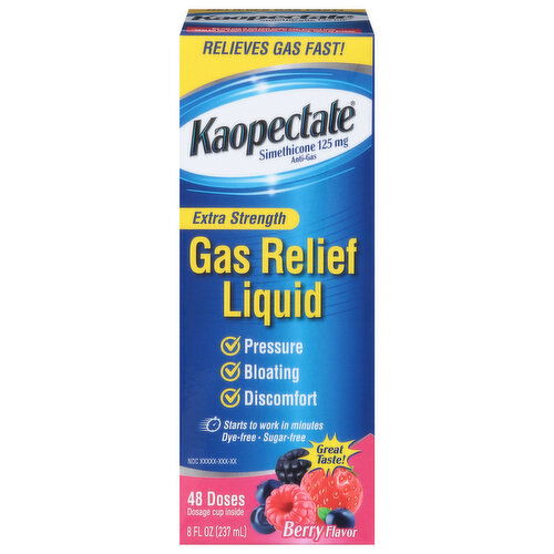 Kaopectate Gas Relief Liquid, Extra Strength, 125 mg, Berry Flavor