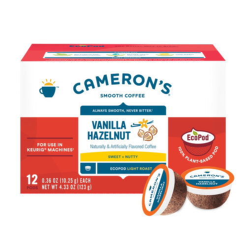 Cameron's Coffee EcoPods, Flavored, Vanilla Hazelnut Light Roast