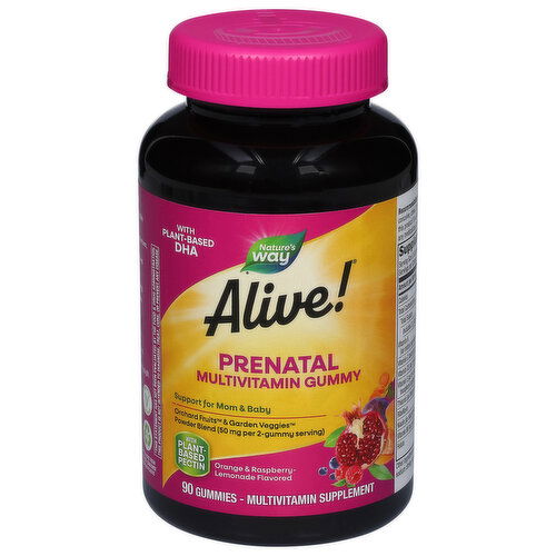 Nature's Way Alive! Multivitamin Gummy, Prenatal, 50 mg, Orange & Raspberry-Lemonade Flavored, Gummies