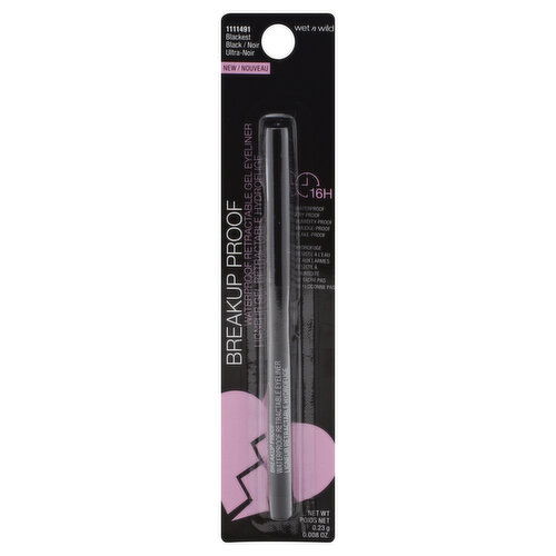 Wet n Wild Breakup Proof Gel Eyeliner, Retractable, Waterproof, Blackest Black 1111491