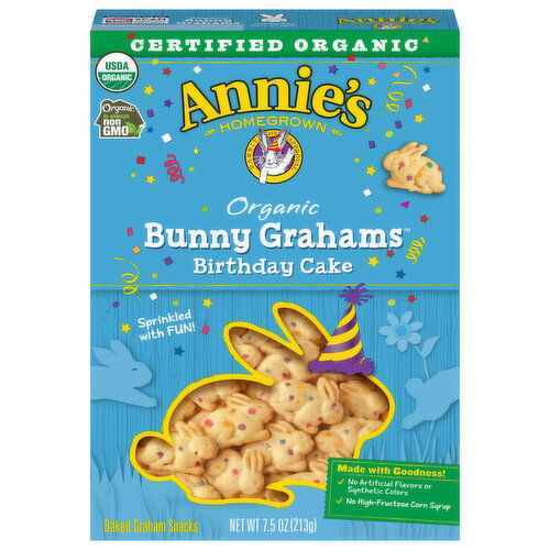 Annie's Bunny Grahams, Organic, Birthday Cake