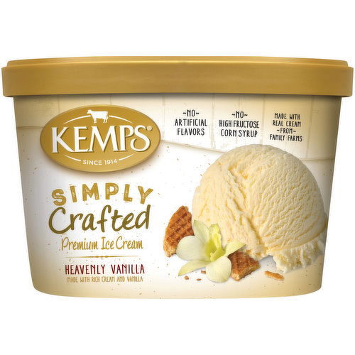 Kemps Simply Crafted Ice Cream, Premium, Heavenly Vanilla