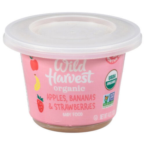 Wild Harvest Baby Food, Organic, Apple, Bananas & Strawberries, Stage 2 (6 Months & Up)