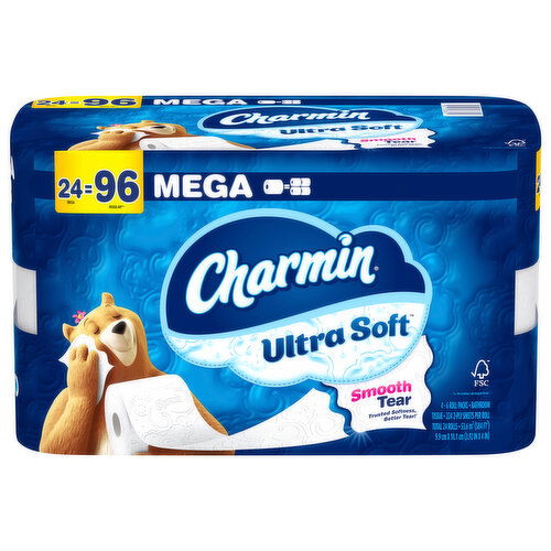 Charmin Ultra Soft Bathroom Tissue, Smooth Tear, Mega, 2-Ply