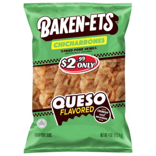 Baken-Ets Pork Skins, Queso Flavored, Fried, Chicharrones