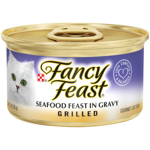 Fancy Feast Gourmet Cat Food, Grilled, Seafood Feast in Gravy