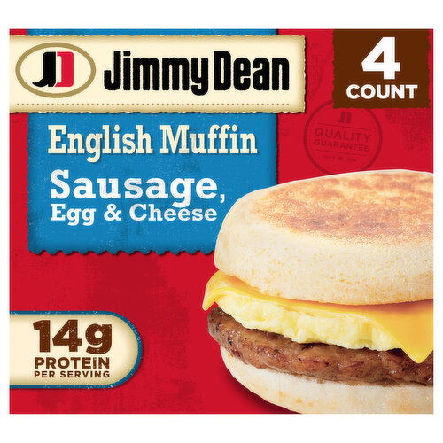 Jimmy Dean English Muffin Breakfast Sandwiches with Sausage, Egg, and Cheese, Frozen