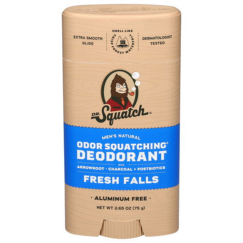 Dr. Squatch Odor Squatching Deodorant, Natural, Fresh Falls, Men's