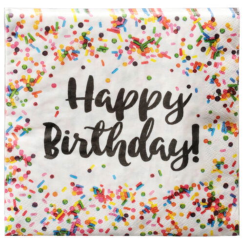 Party Creations Napkins, HBD Sprinkles, 2 Ply