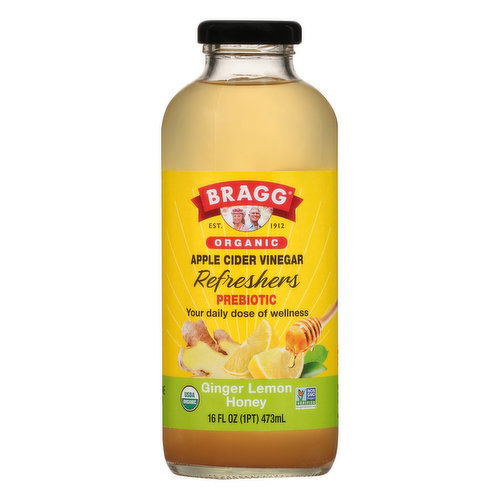 Bragg Refreshers Apple Cider Vinegar, Organic, Ginger Lemon Honey, Prebiotic