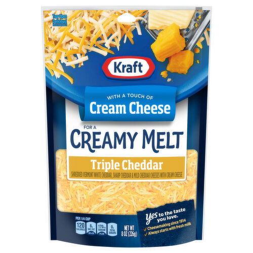 Kraft Cheese, Triple Cheddar, Creamy Melt