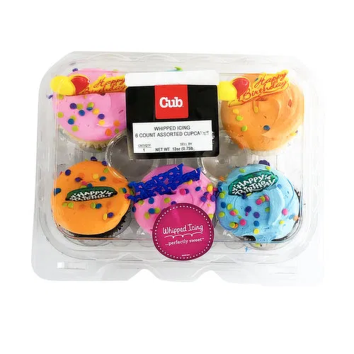 Cub Bakery Assorted Cupcakes with Whipped Icing 6 Count