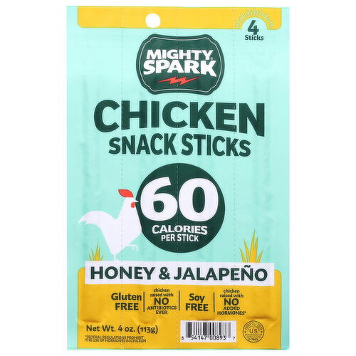 Mighty Spark Honey/Jalapeno Chicken Snack Sticks