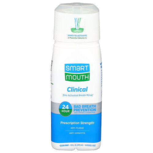 Smart Mouth Breath Rinse, Clean Mint, Zinc Activated, Clinical