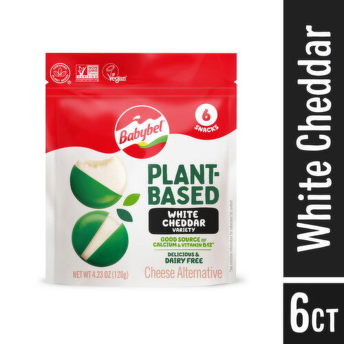 Babybel Plant-Based Vegan Snack Cheese Alternative, White Cheddar