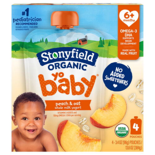 Stonyfield Organic Yo Baby Yogurt, Peach & Oat, Whole Milk, 6+ Months