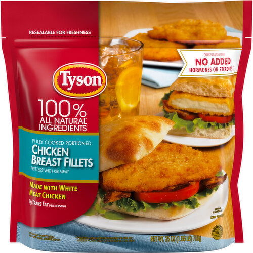 Tyson Fully Cooked Portioned Frozen Chicken Breast Fillets