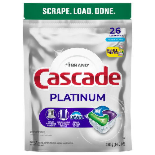 Cascade Platinum Dishwasher Detergent, Fresh Scent, ActionPacs