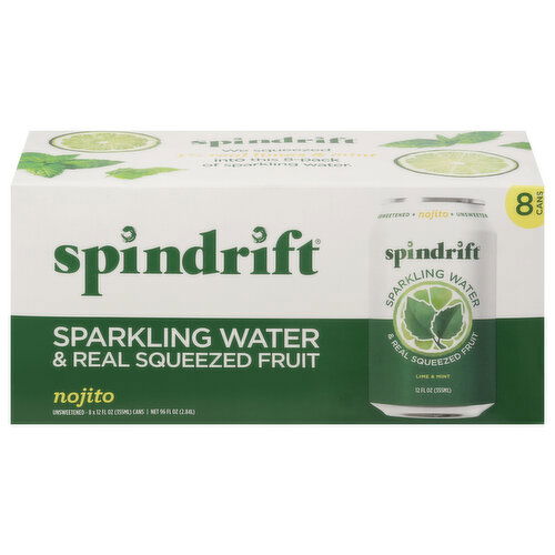 Spindrift Sparkling Water, Unsweetened, Nojito