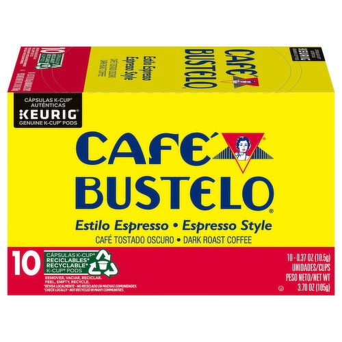 Cafe Bustelo Coffee, Espresso Style, Dark Roast, K-Cup Pods