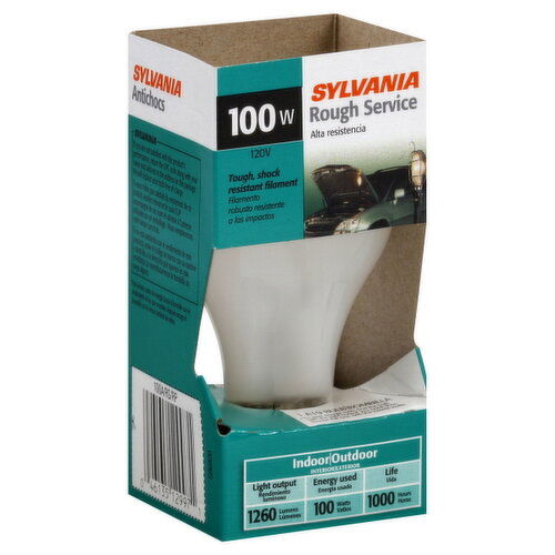 Sylvania Rough Service Light Bulb, Indoor/Outdoor, 100 Watts