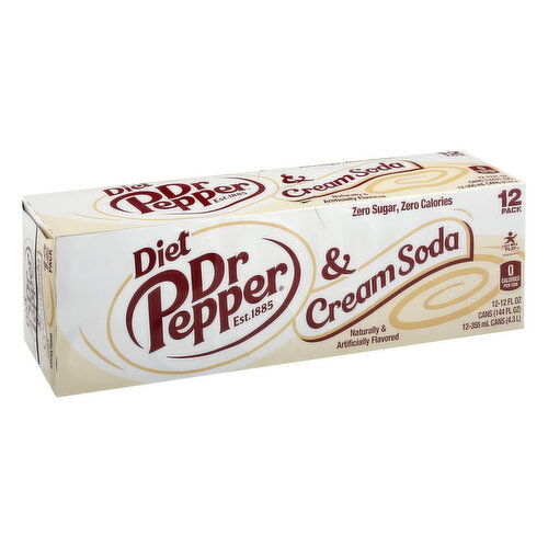 Dr Pepper Cream Soda, Diet, 12 Pack