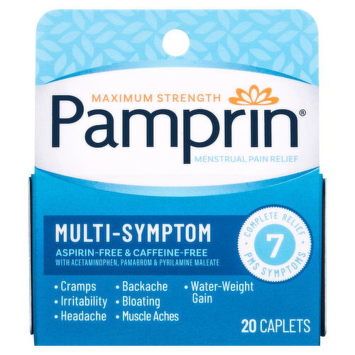 Pamprin Menstrual Pain Relief, Maximum Strength, Multi-Symptom, Caplets