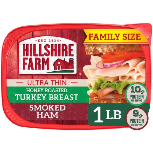 Hillshire Farm Ultra Thin Sliced Deli Lunch Meat, Honey Roasted Turkey Breast and Smoked Ham