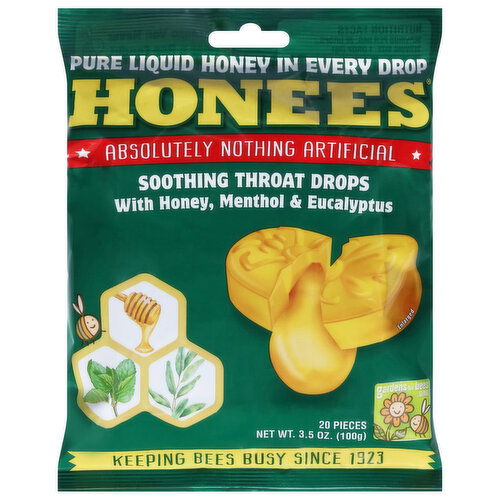 Honees Cough Drops, Honey Menthol Eucalyptus