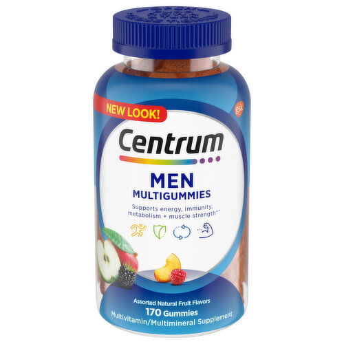 Centrum Multivitamin/Multimineral Supplement, Men, Gummies, Assorted Natural Fruit Flavors