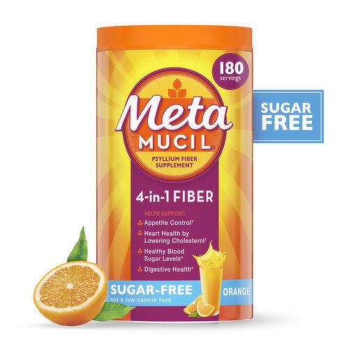 Metamucil Smooth 4-in-1 Psyllium Fiber Supplement, Sugar-Free Orange