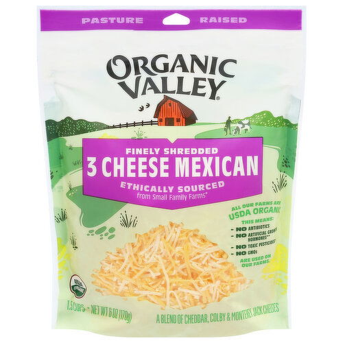 Organic Valley 3 Cheese Mexican Finely Shredded Cheese