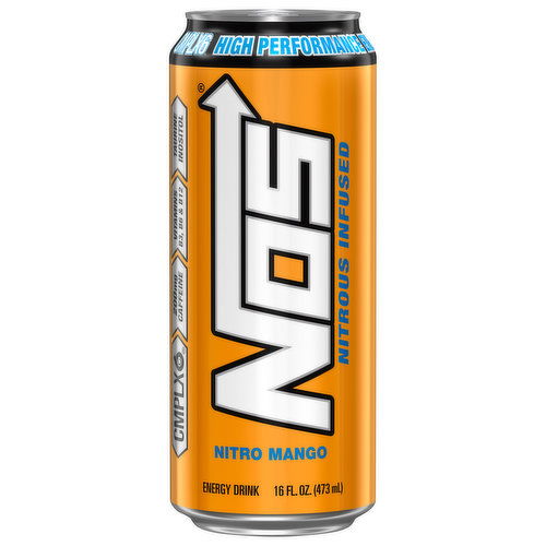 NOS Energy Drink, High Performance, Nitro Mango