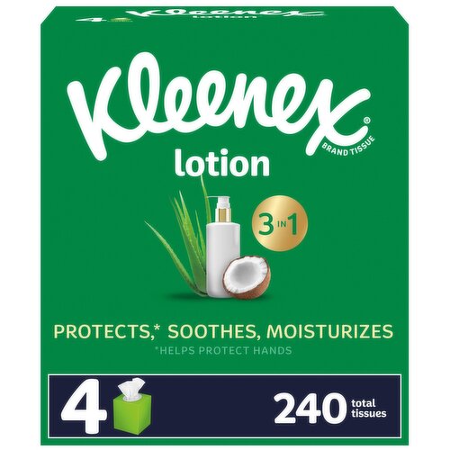 Kleenex Lotion Tissues, Coconut + Aloe, 3-Ply