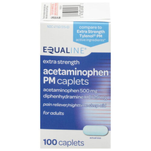 Equaline Acetaminophen, Extra Strength, PM, 500 mg, Caplets