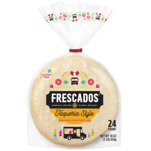 Frescados Tortillas, Gluten Free, Corn, White, Taqueria Style, Mini