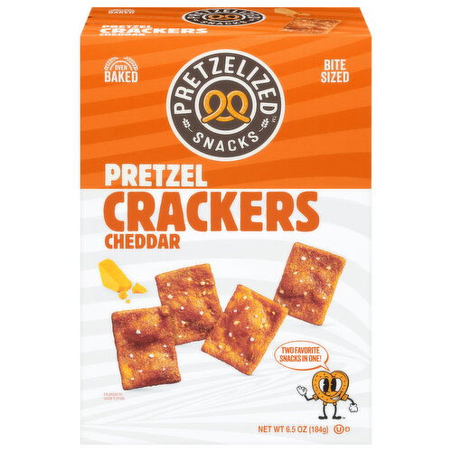 Pretzelized Snacks Crackers, Pretzel, Oven Baked, Cheddar, Bite Sized