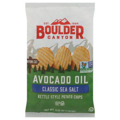 Boulder Canyon Potato Chips, Kettle Style, Classic Sea Salt, Avocado Oil