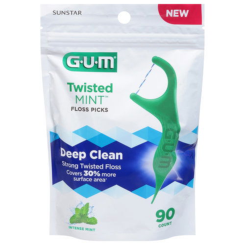 GUM Floss Picks, Deep Clean, Twisted Mint