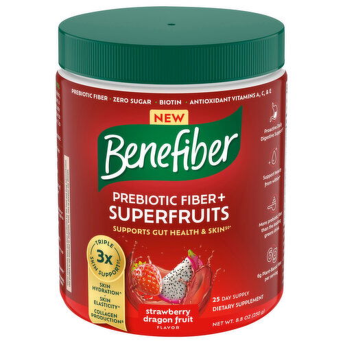 Benefiber Prebiotic Fiber + Superfruits, Strawberry Dragon Fruit Flavor