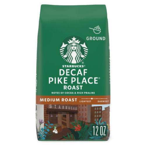 Starbucks Ground Coffee, Decaf Pike Place Roast, Medium Roast