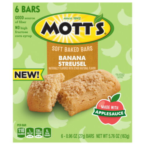 Mott's Bars, Soft Baked, Banana Streusel