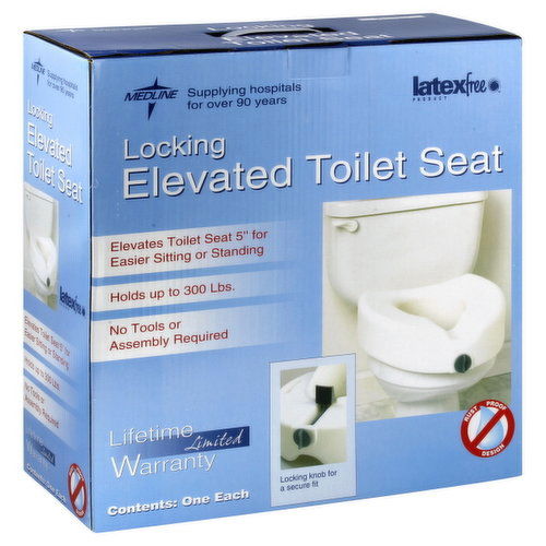 Medline Elevated Toilet Seat, Locking