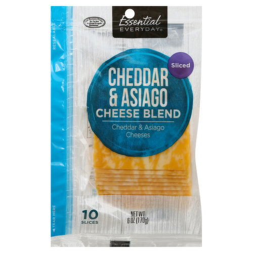 Essential Everyday Cheese Blend, Cheddar & Asiago, Sliced