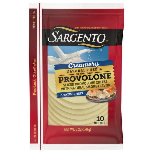 Sargento Sliced Cheese, Natural, Provolone, Creamery